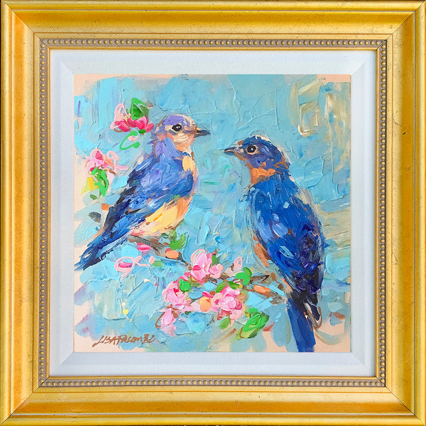 Bluebirds #2, II - mixed media original