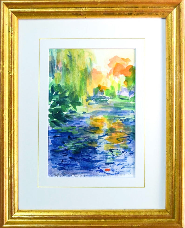 Monet's Bridge #1 - Framed Original Watercolor