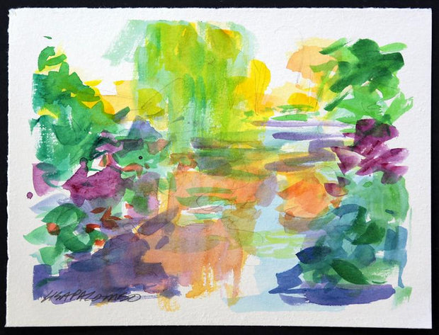 Monet's Bridge #5 - Framed Original Watercolor