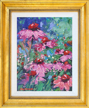 Pink Coneflowers - mixed media original